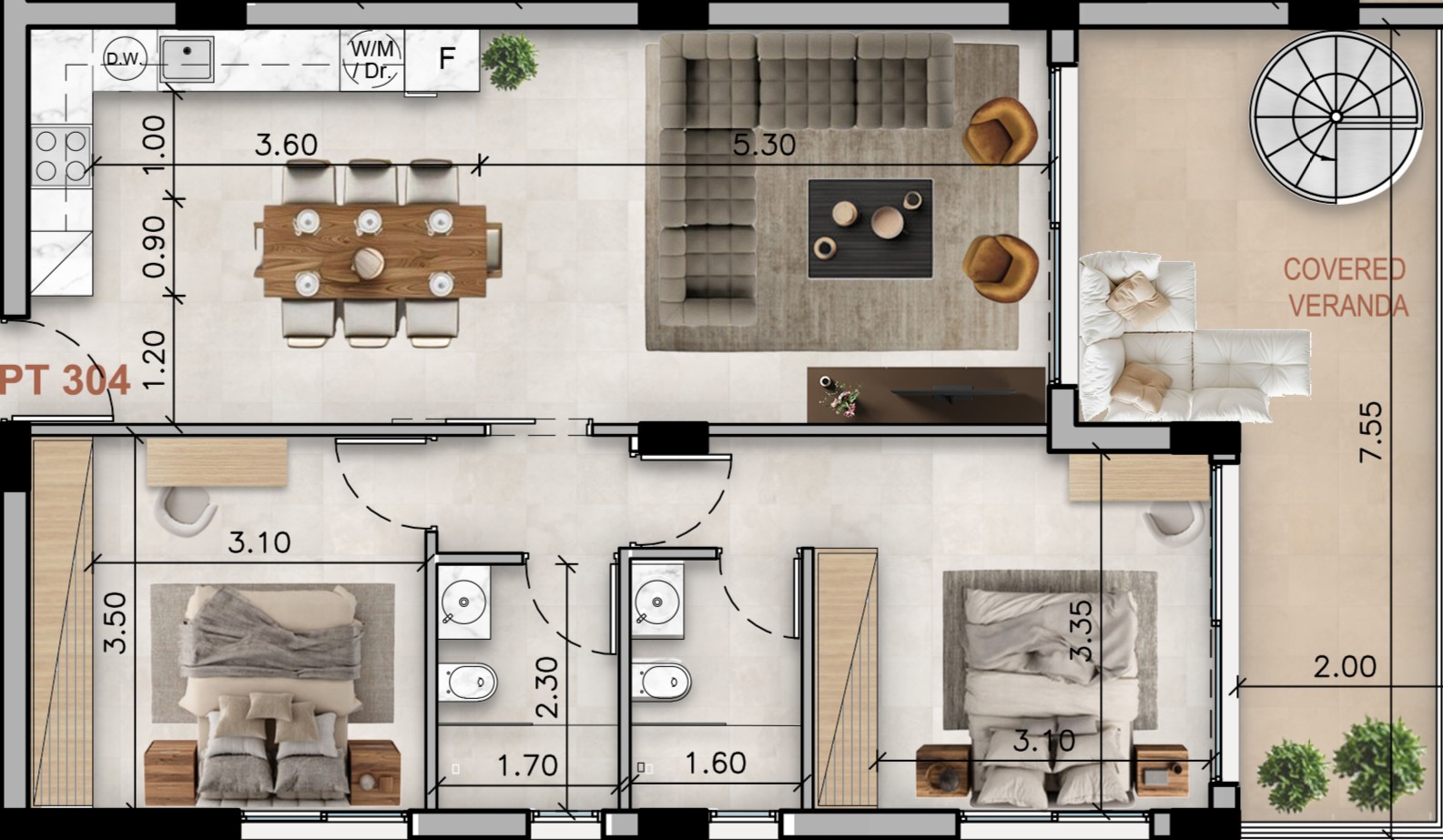 2 Bedroom + Roof Garden - Image 6